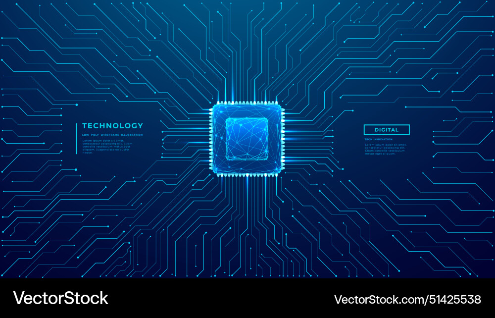 Abstract Circuit Chip Background Vector Image