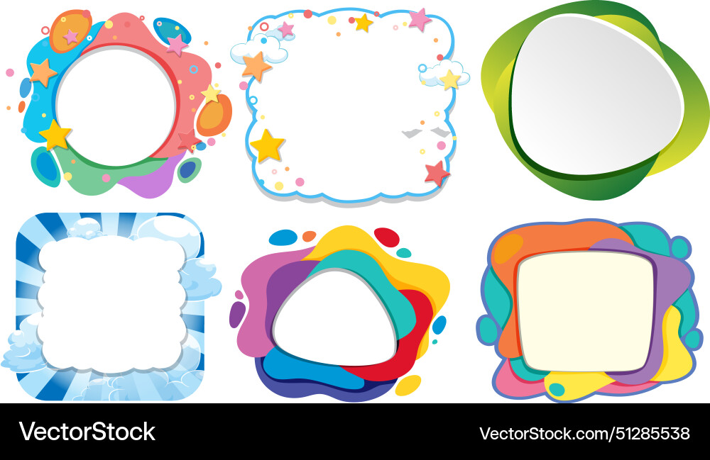 Assorted colorful frames in playful designs Assorted colorful frames in playful designs vector image