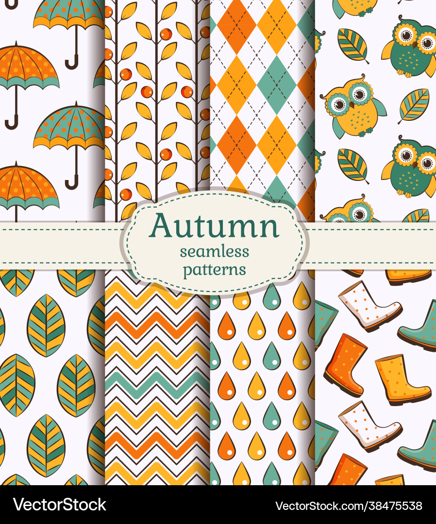 Autumn seamless patterns set Autumn seamless patterns set vector image