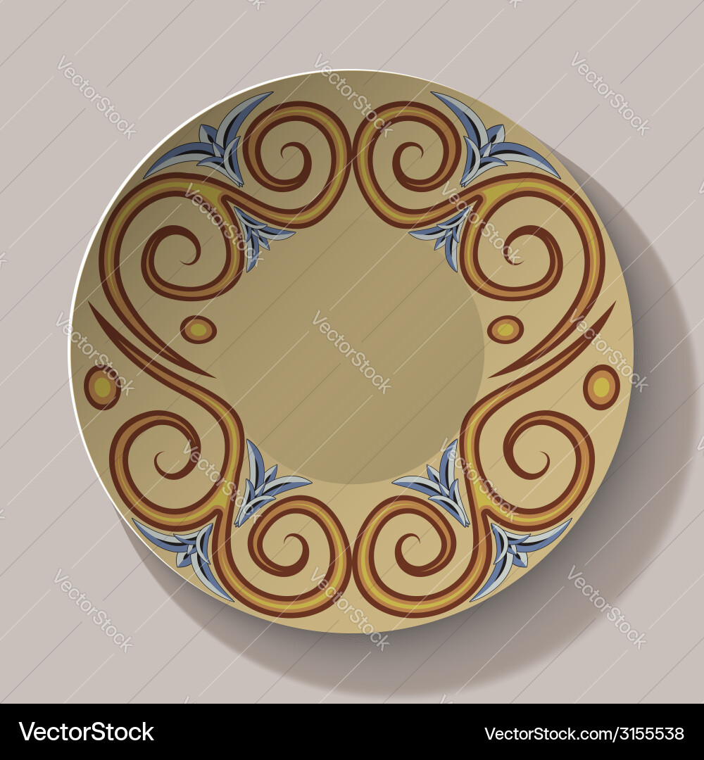 Background of dishes with a circular pattern Vector Image