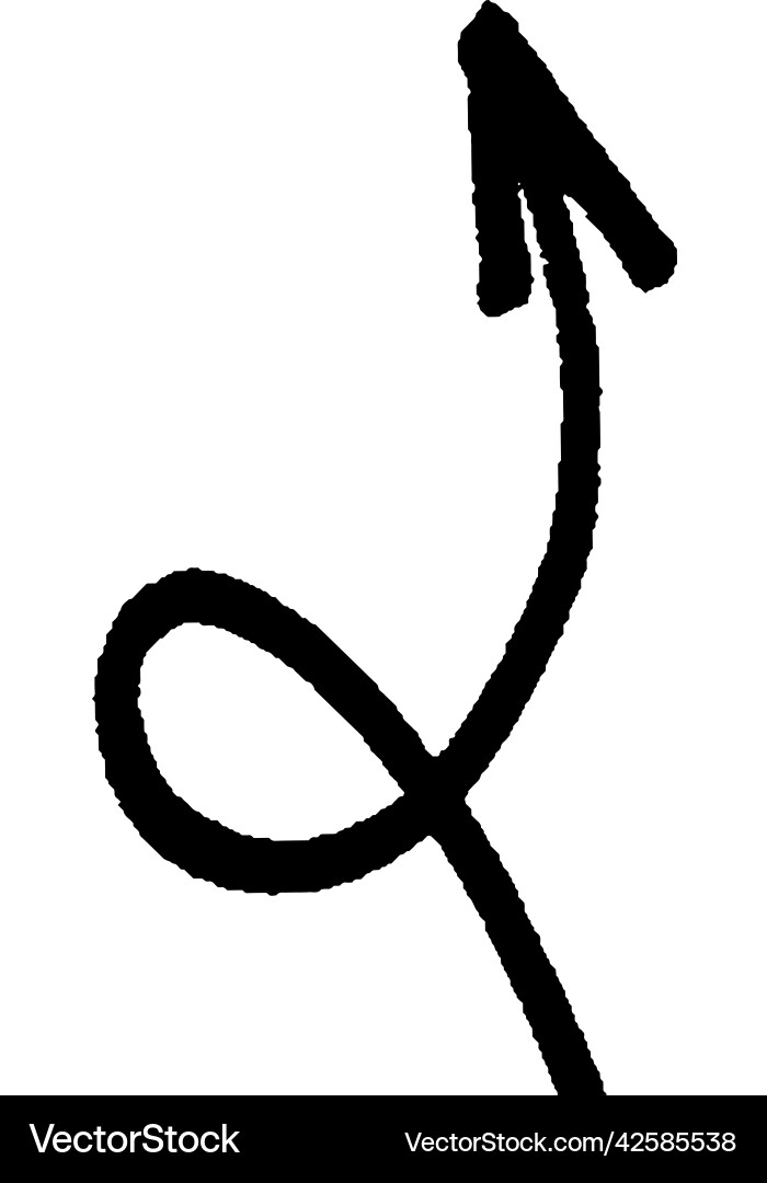 Brushstroke arrow smooth two loop up hand drawn Vector Image