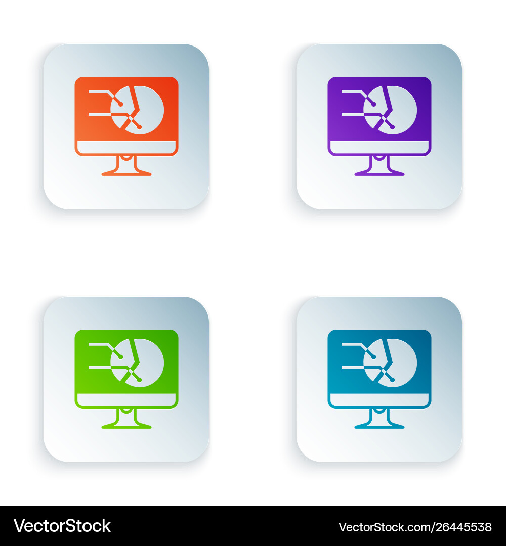 Color computer monitor with graph chart icon Color computer monitor with graph chart icon Vector Image