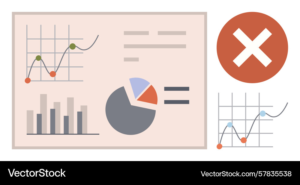 Data analysis errors highlighted with charts Data analysis errors highlighted with charts vector image