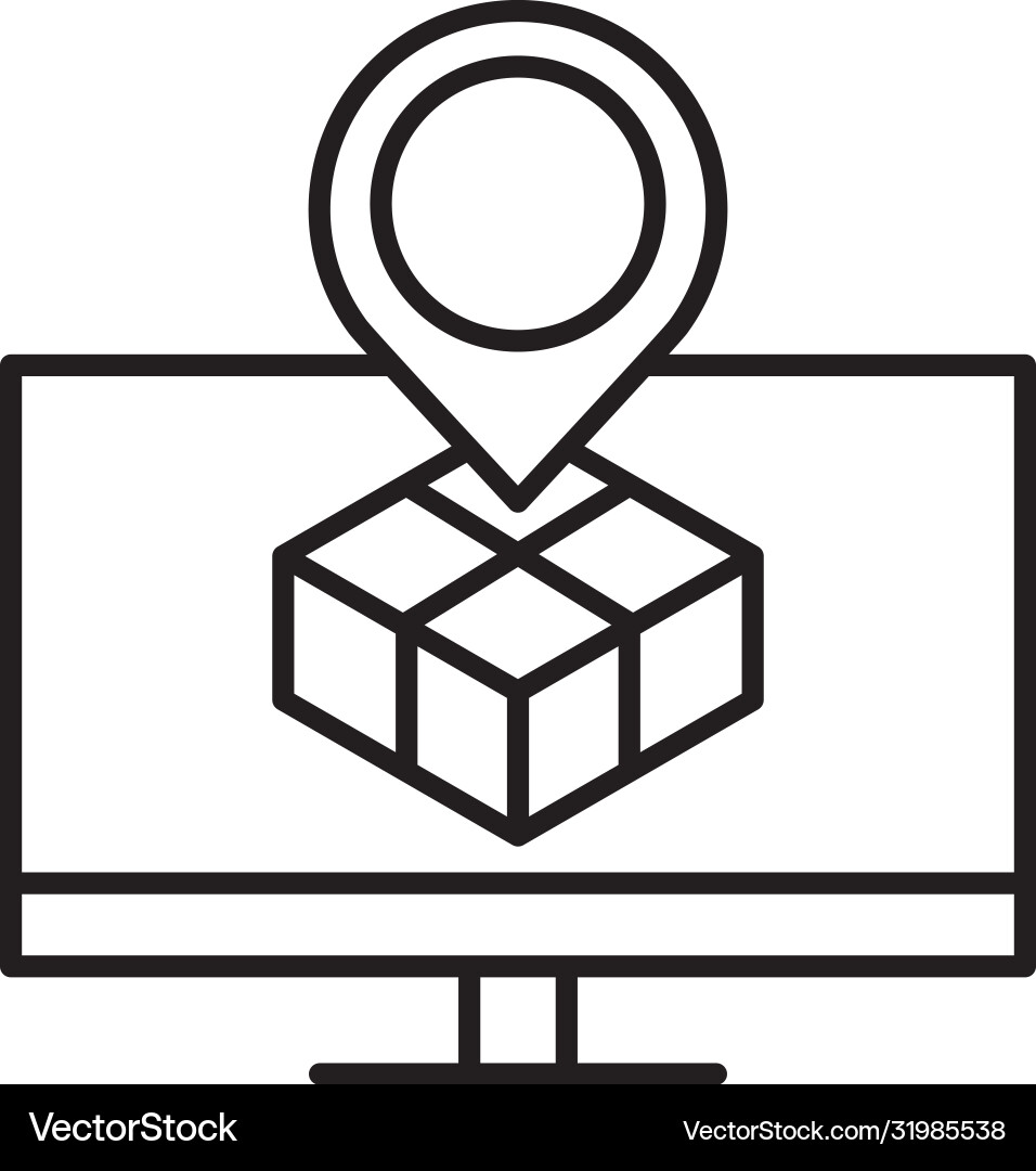 Delivery packaging computer location pointer app Delivery packaging computer location pointer app Vector Image