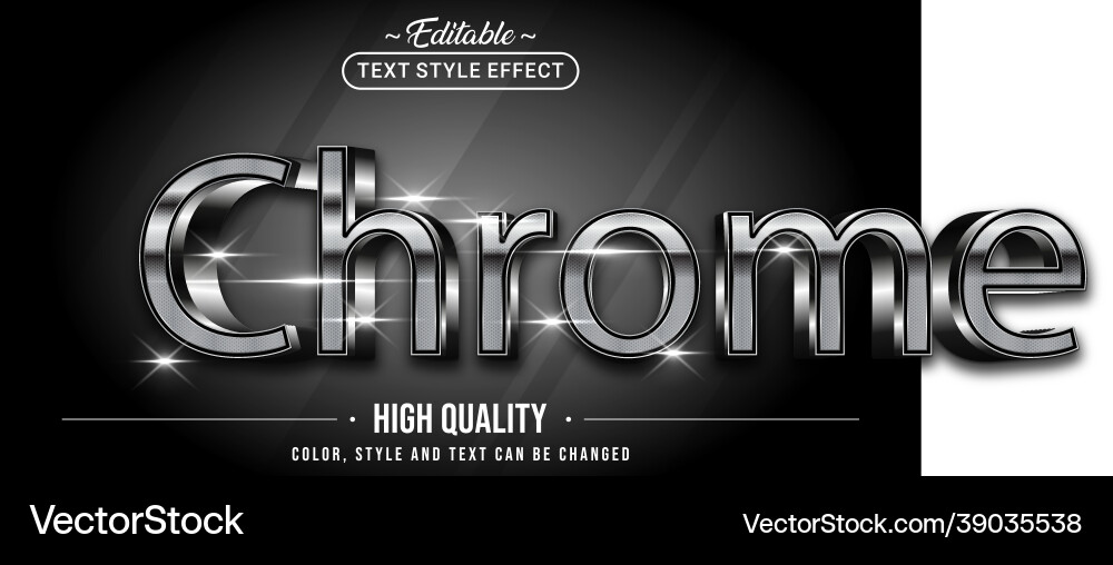 Editable text style effect - chrome Editable text style effect - chrome Vector Image