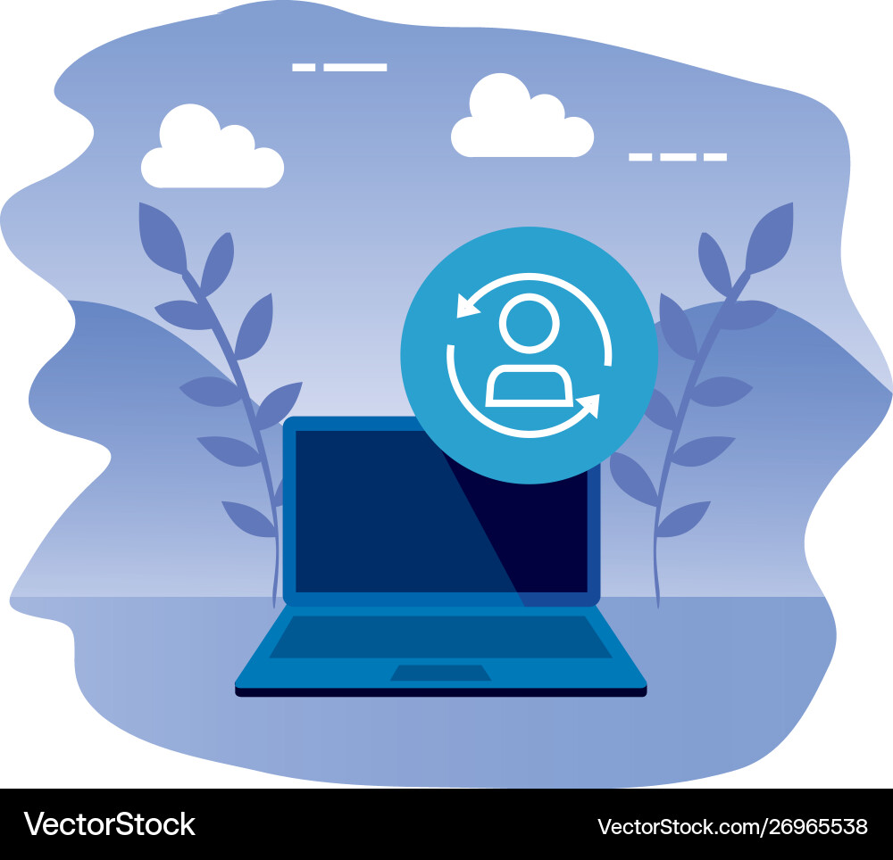 Laptop computer with user reload Vector Image