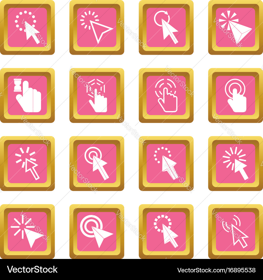 Mouse pointer icons pink vector image