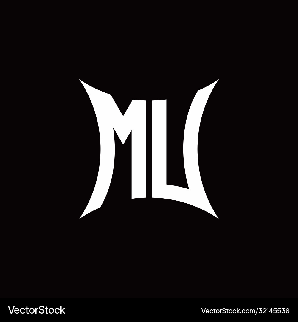 Mu monogram logo with sharped shape design vector image