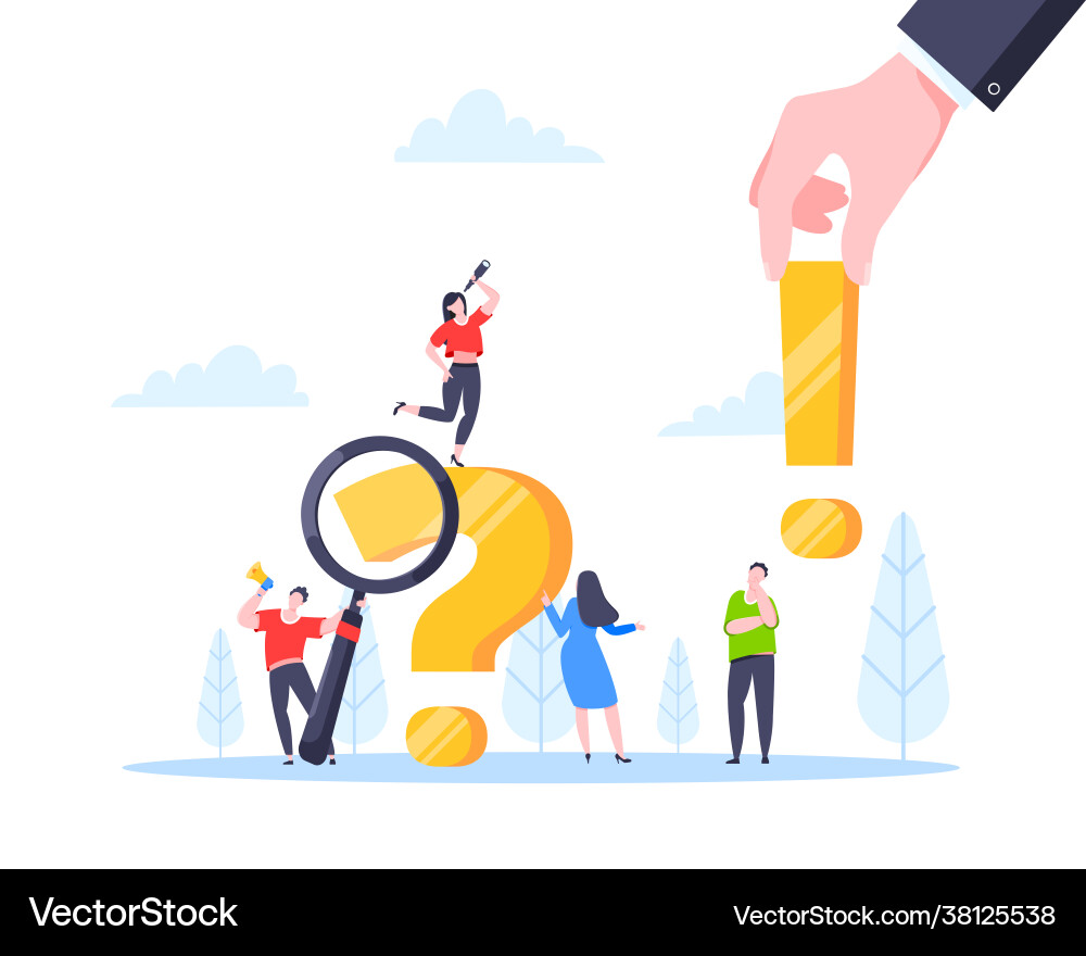 Q and a or faq concept with tiny people characters Vector Image