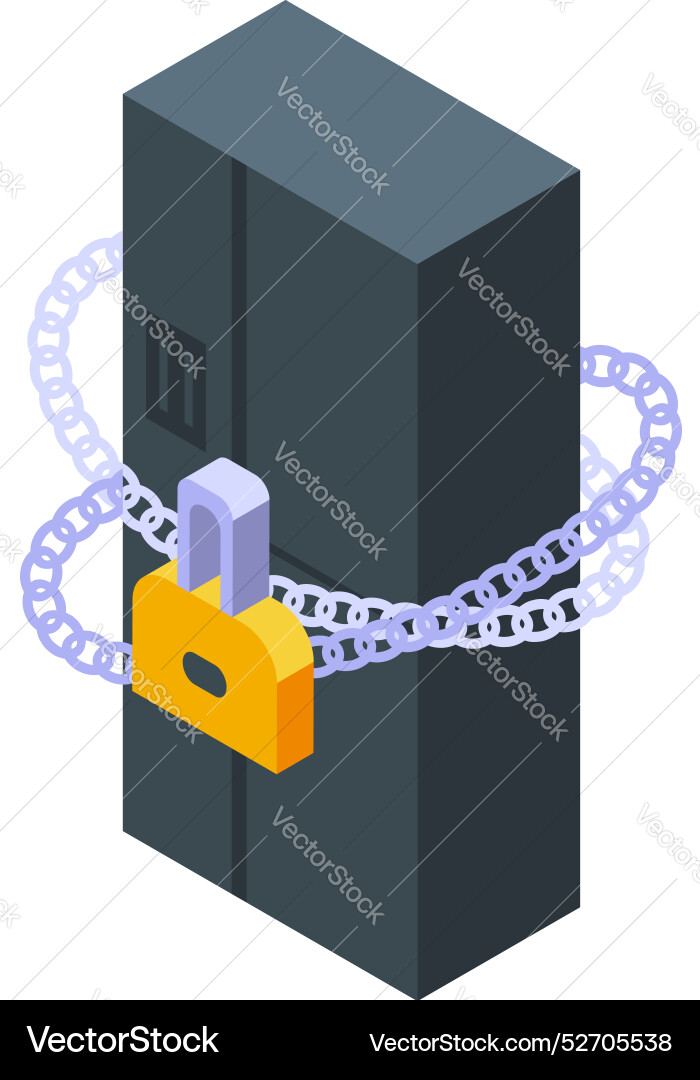 Server being protected with chain and lock Server being protected with chain and lock vector image