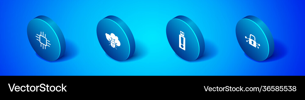Set isometrischer Prozessor mit Mikroschaltungen cpu Set isometrischer Prozessor mit Mikroschaltungen cpu Vektorbild