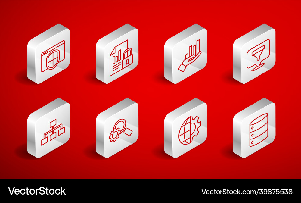 Set line server web hosting document and lock Set line server web hosting document and lock Vector Image