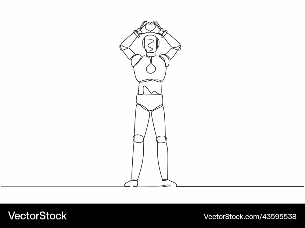 Single continuous line drawing robot making Single continuous line drawing robot making Vector Image