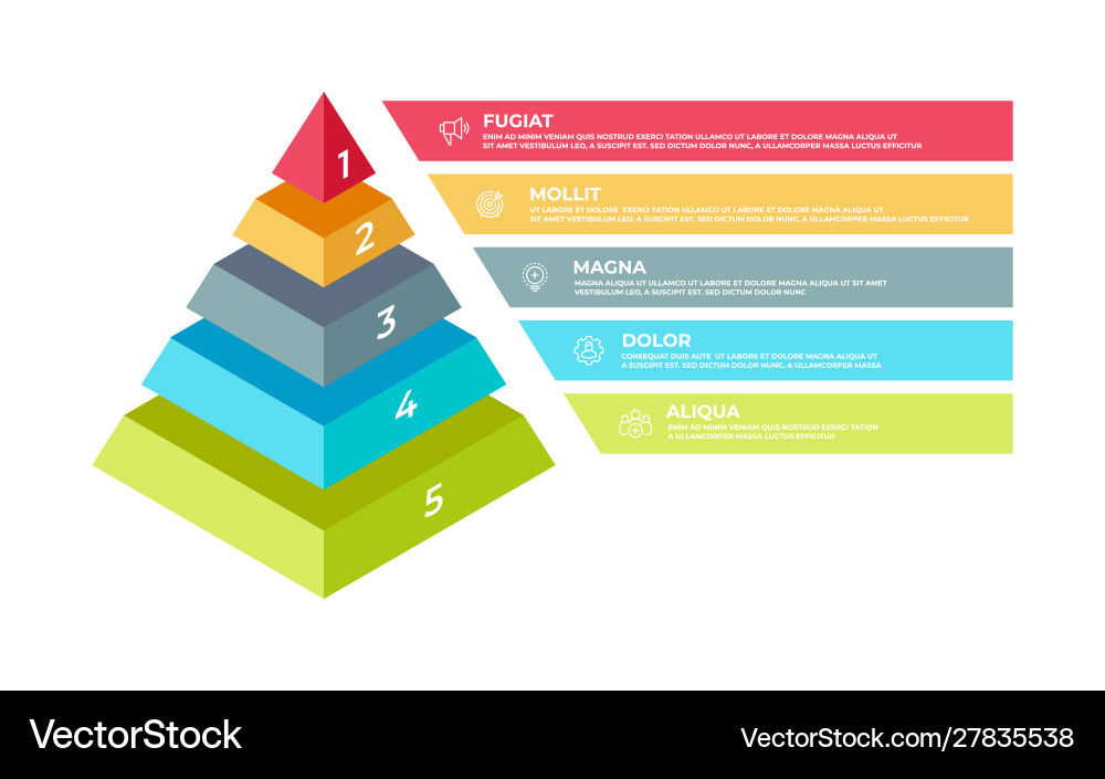 Step 3d infographic isometric pyramid business vector image