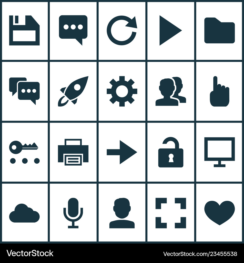 User icons set with forward launch audio User icons set with forward launch audio Vector Image