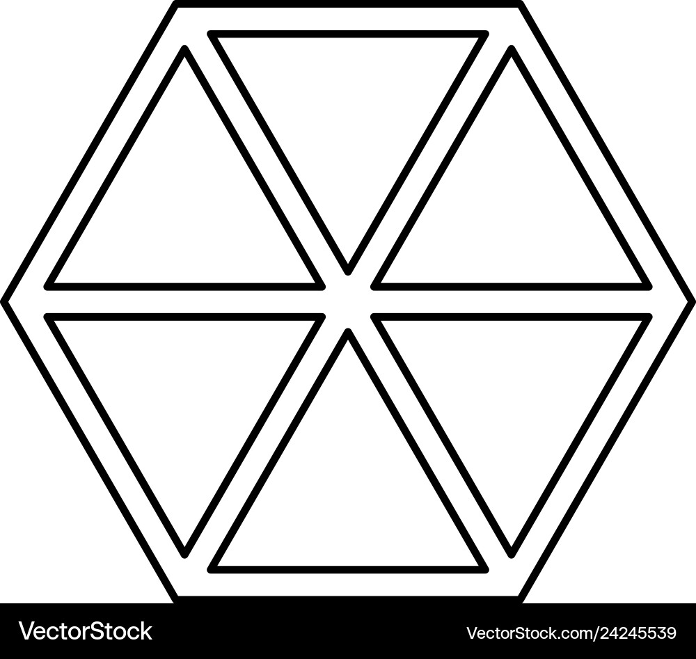Abstract cube shape hexagon box icon black color Vector Image