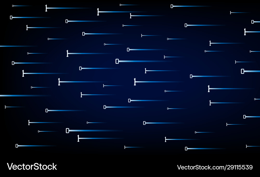 Binary data flow on blue background light out Vector Image