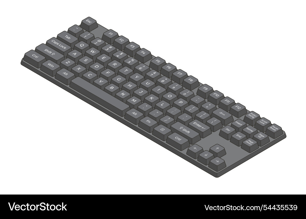 Black isometric keyboard with outline and letters Vector Image