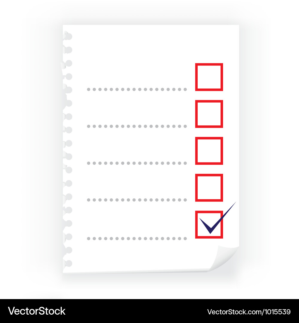 Checkbox Notepad with Paper vector image
