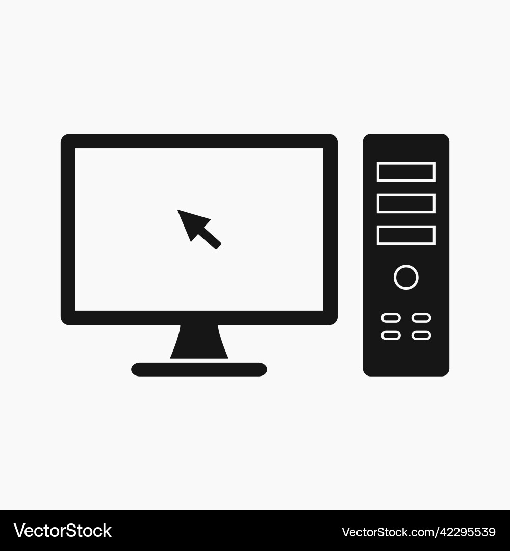 Computer icon with cpu symbol flat style eps Vector Image