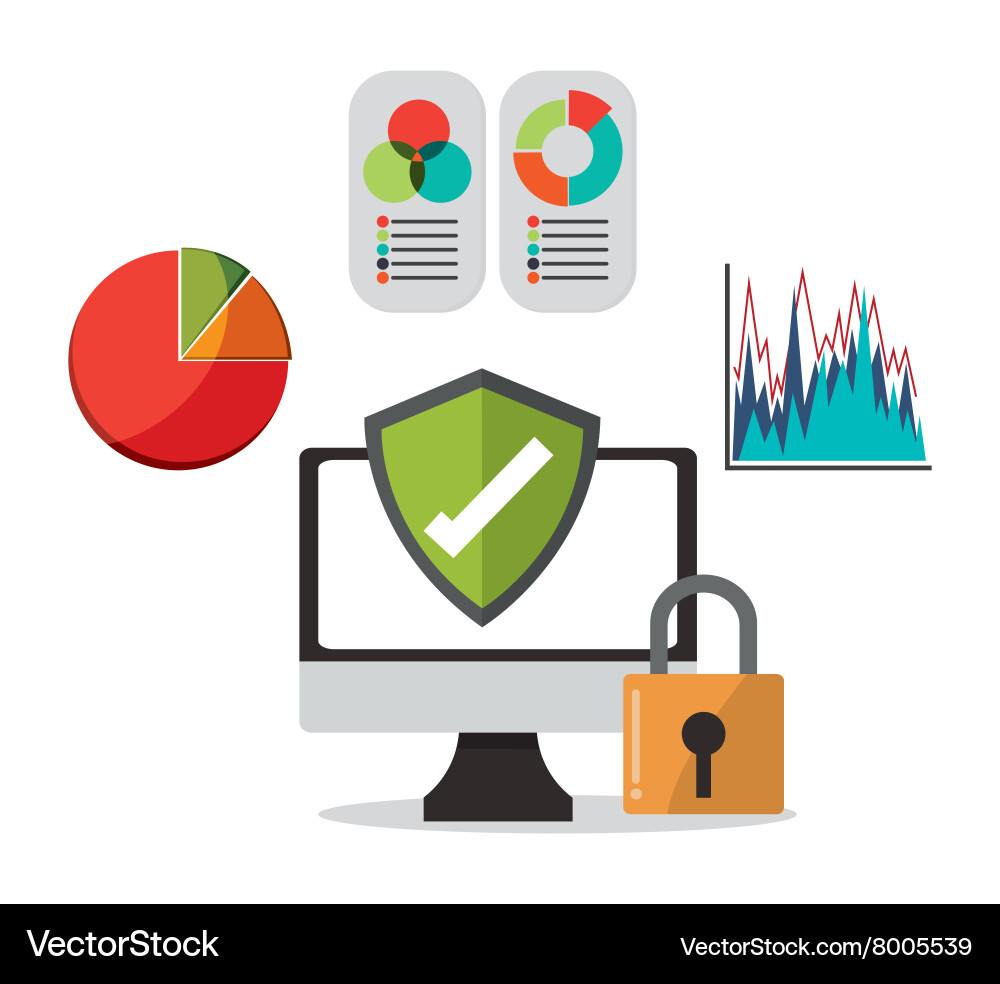 Cyber security with computer design Vector Image