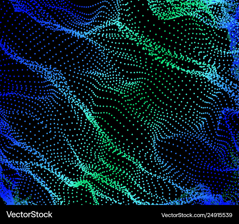 Dynamic particles wave from nodes 3d sea flow Dynamic particles wave from nodes 3d sea flow Vector Image