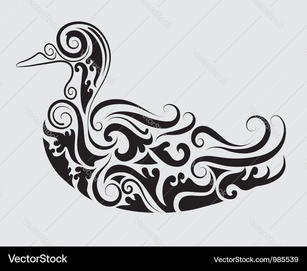 Floral Duck Ornament Vector Image
