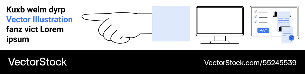 Hand pointing with computer screen and login vector image