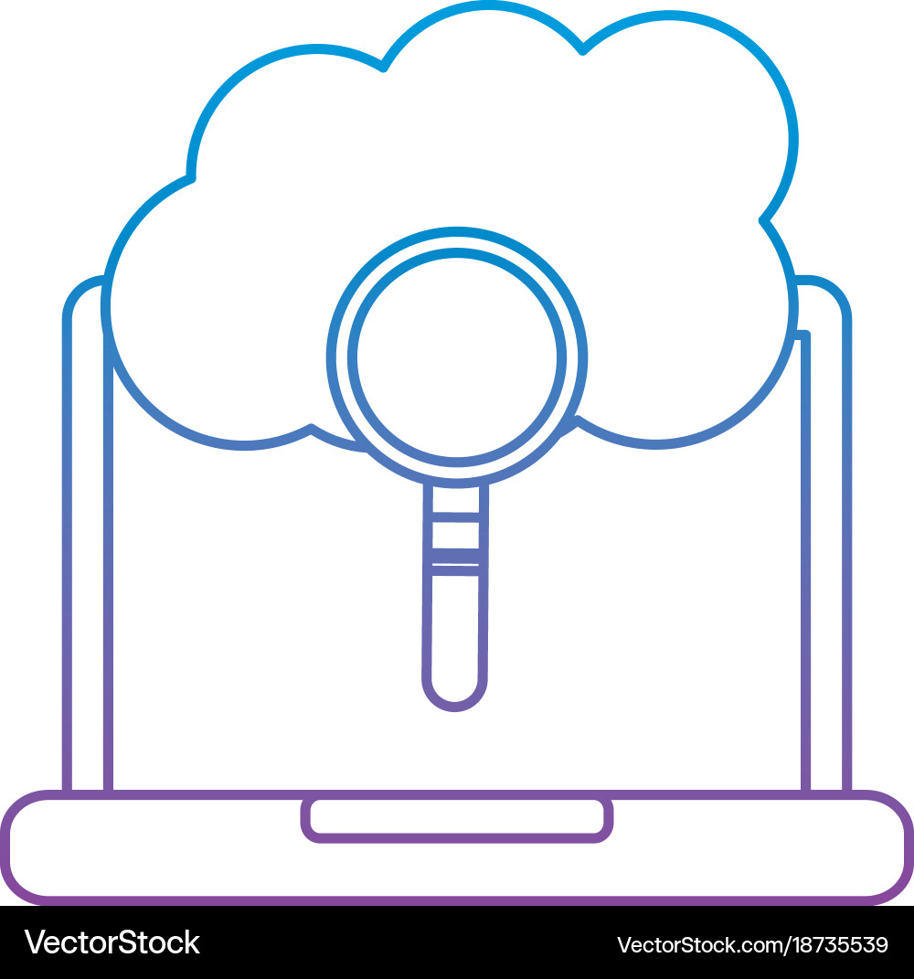 Laptop cloud binary search process storage info Vector Image
