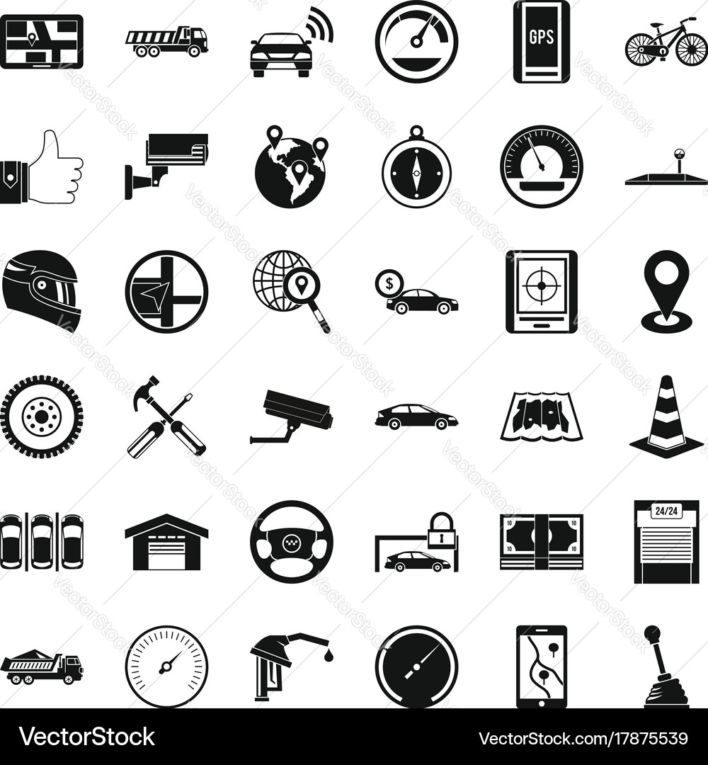 Machine icons set simple style vector image