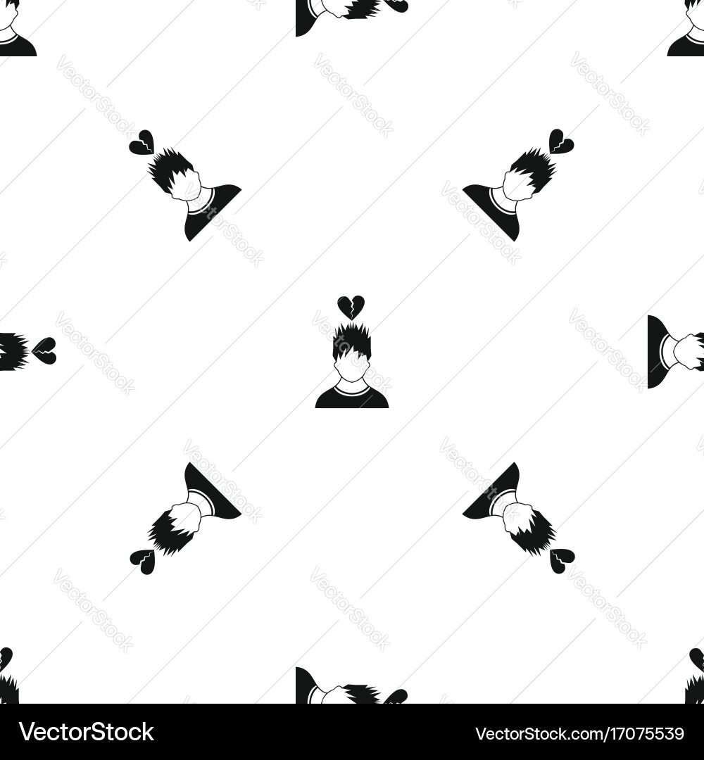 Man with broken red heart over head pattern vector image