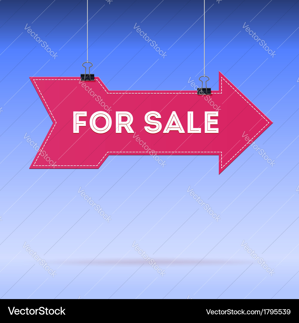 Pointer large arrow with the text for sale hanging vector image