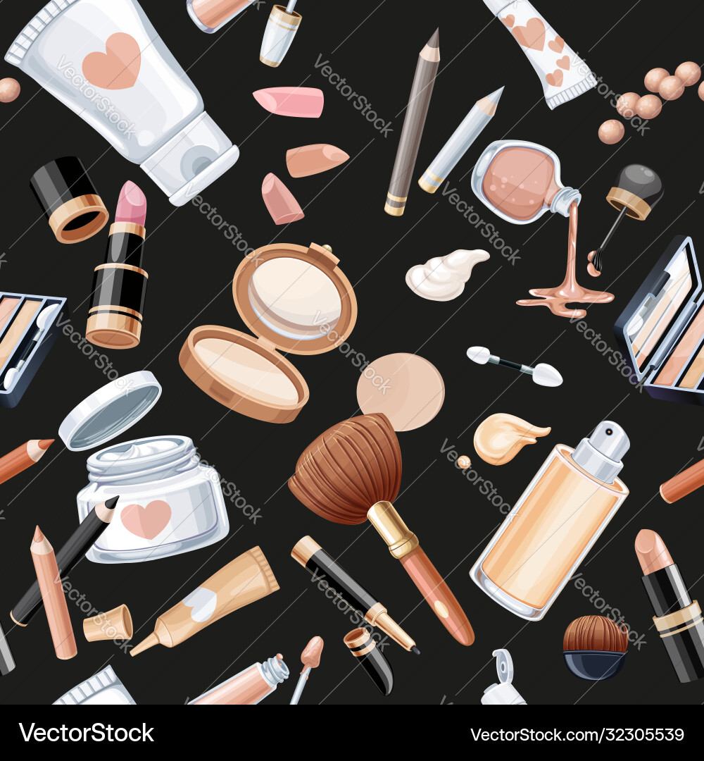 Seamless pattern from cosmetics objects cream Vector Image