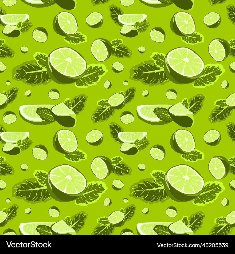 Seamless pattern with lime slices citrus fruit Vector Image