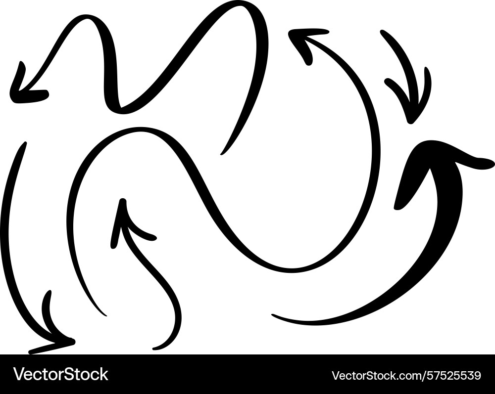 Set curved wavy arrow simple Set curved wavy arrow simple Vector Image