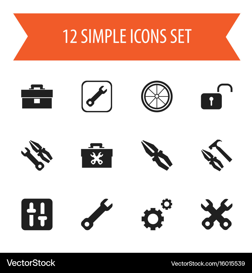 Set of 12 editable tool icons includes symbols Vector Image