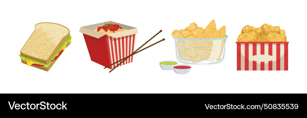 Tasty fast food object and item set Vector Image