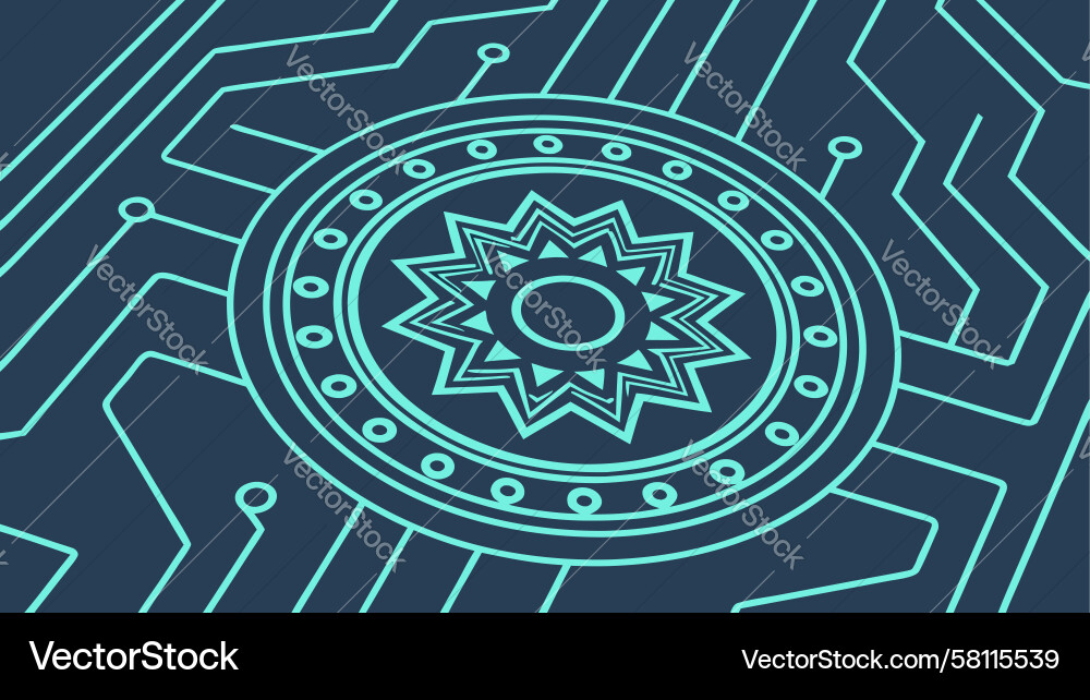 Tech Mandala Circuit Pattern Vector Image