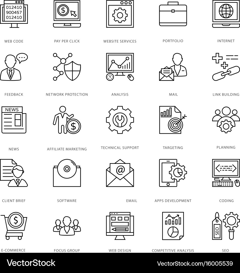 Web Development Icon Set vector image