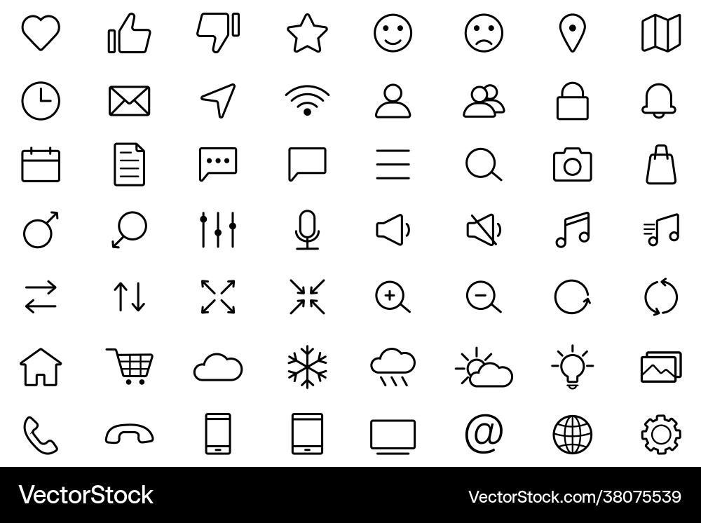 Web linear icons set universal Web linear icons set universal Vector Image