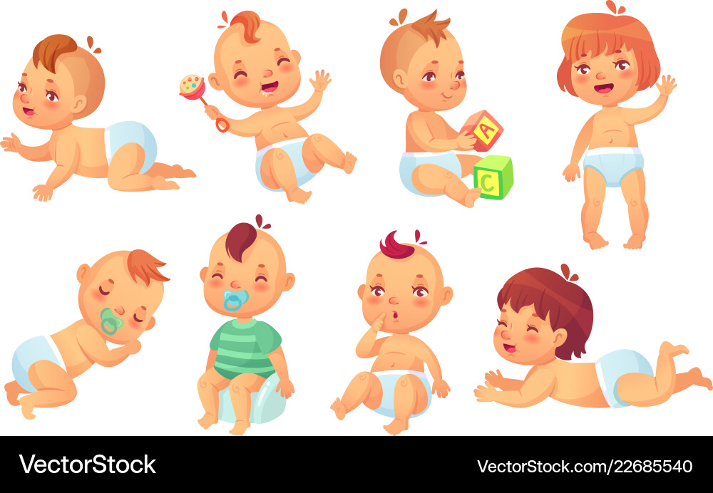 Cute baby happy cartoon babies smiling Cute baby happy cartoon babies smiling vector image