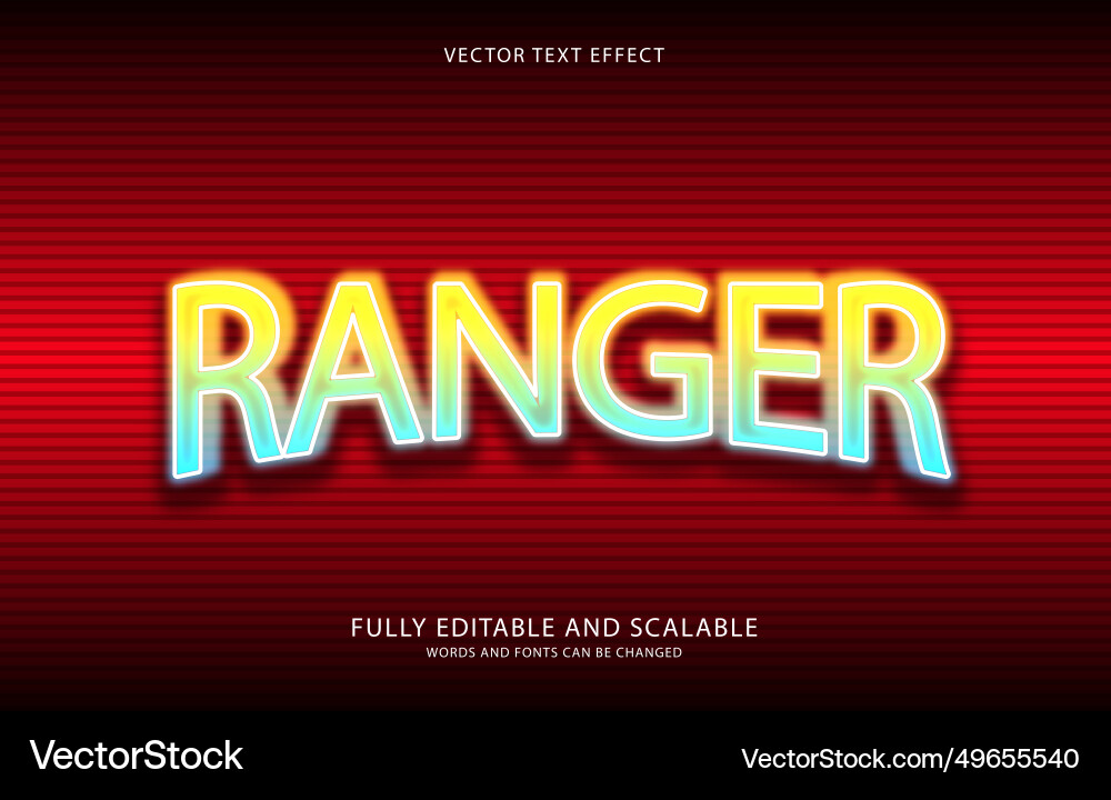 Editable text effect ranger style Vector Image