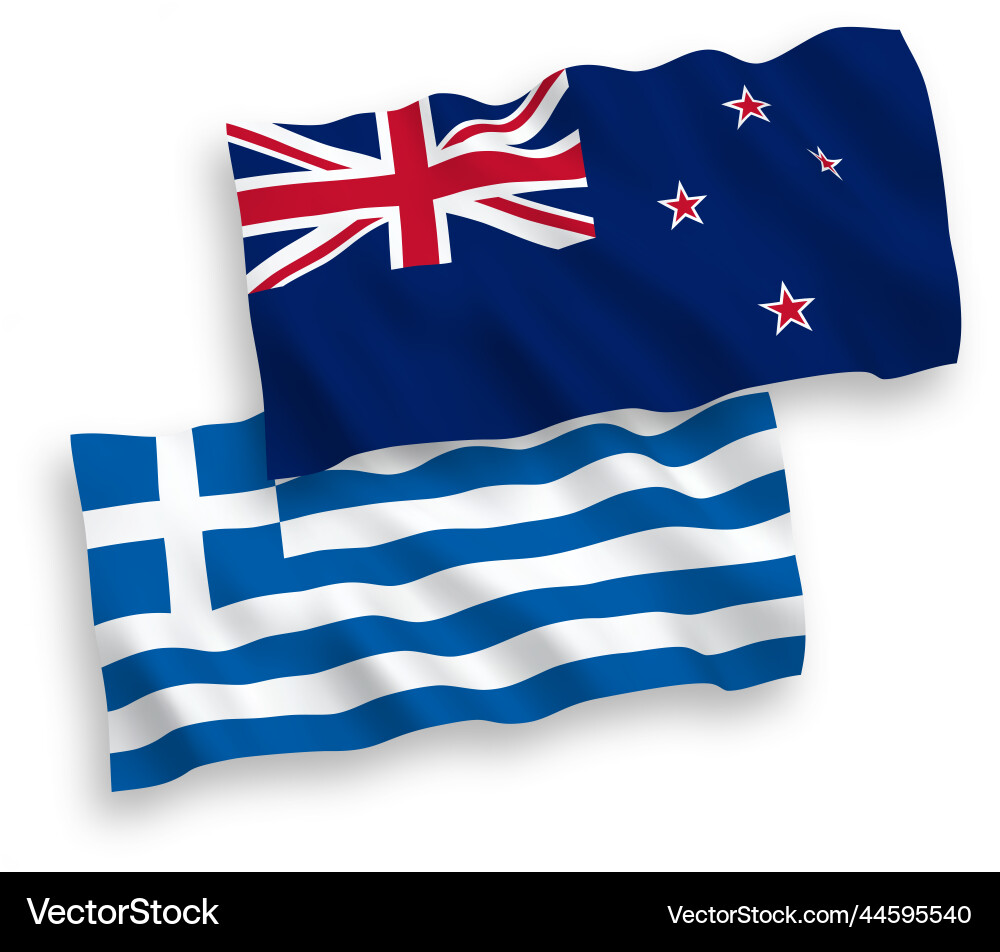 Flags of greece and new zealand on a white Flags of greece and new zealand on a white Vector Image