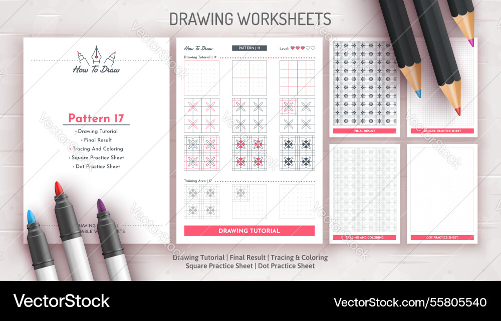 How to draw a pattern step by drawing How to draw a pattern step by drawing vector image