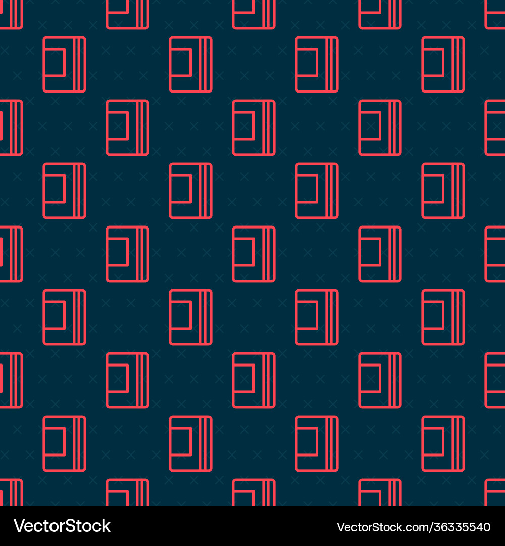 Red line notebook icon isolated seamless pattern Vector Image