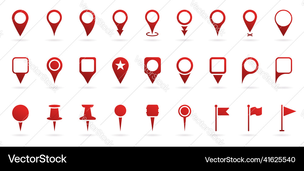Red location pins sign pointer navigation symbol Vector Image
