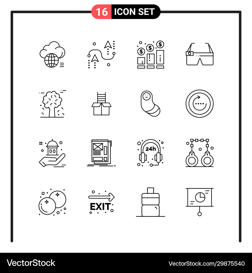 Set 16 line style icons for web and mobile Set 16 line style icons for web and mobile Vector Image