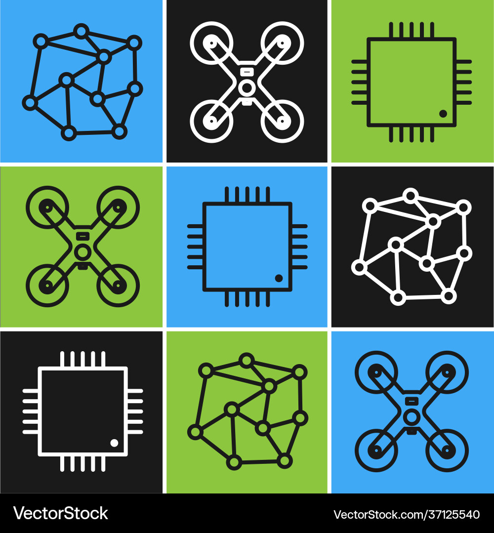 Set line neural network processor Vector Image