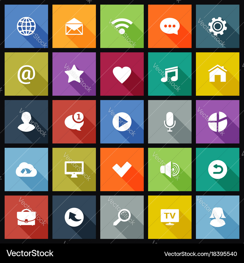 Set of flat icons for mobile app and web Vector Image