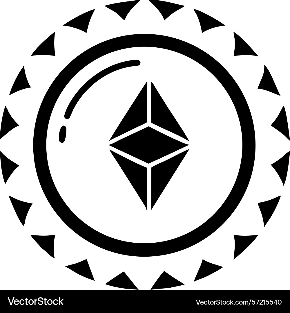 Simple black and white ethereum cryptocurrency – Royalty-Free Vector |  VectorStock